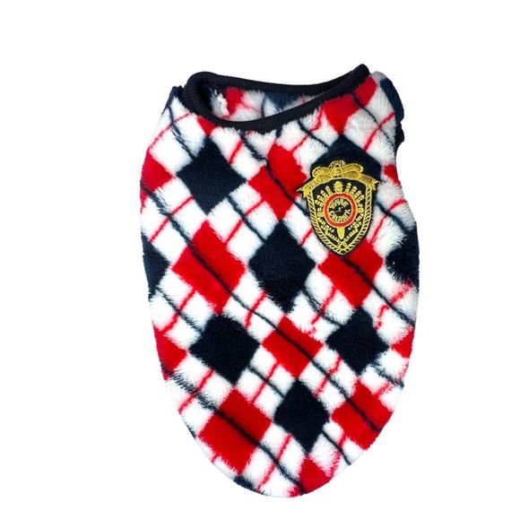 Unbranded Dog Diamond Plaid Fleece British School Dog Sweater